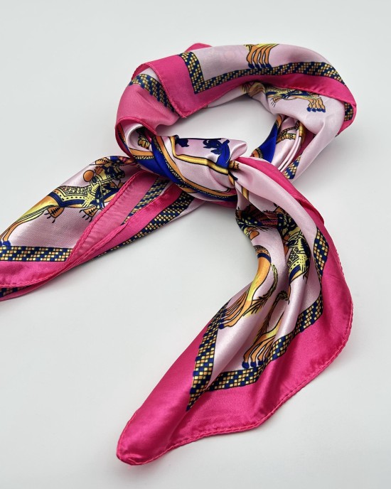 Pink rose edge vintage silk scarf